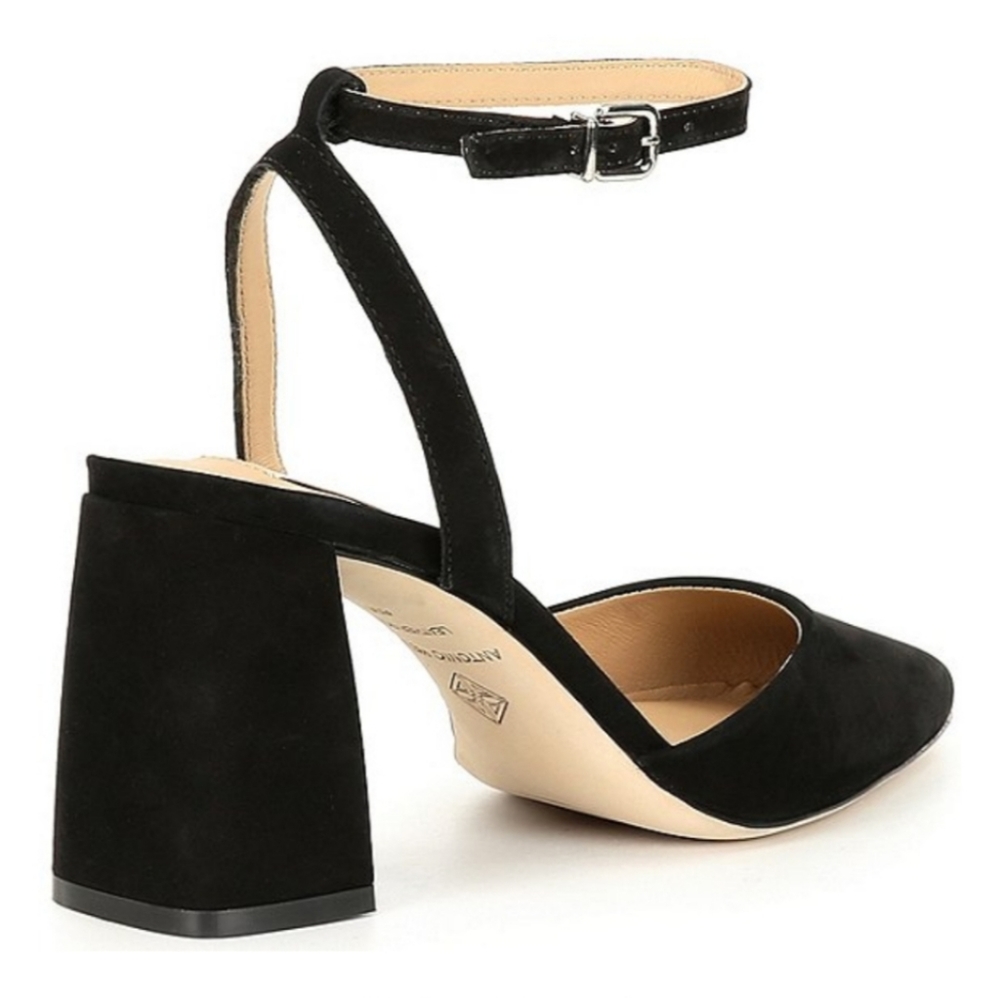 Antonio Melani Nude Suede Pointed Toe Block Heel Strap Pumps Women's Size 9M - Picture 4 of 14